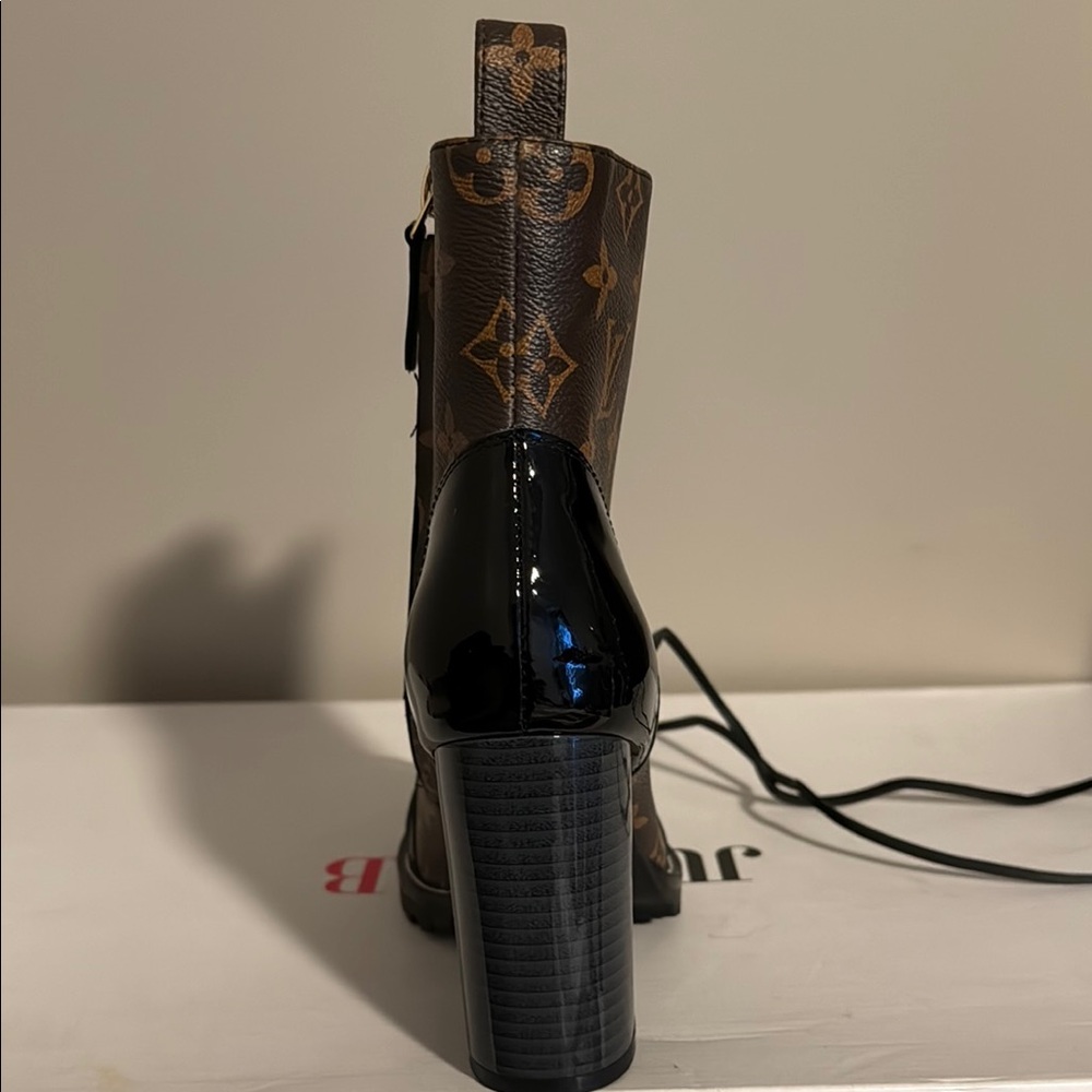 Louis Vuitton Black and Brown Heeled Boots with Monogram - Picture 2 of 5
